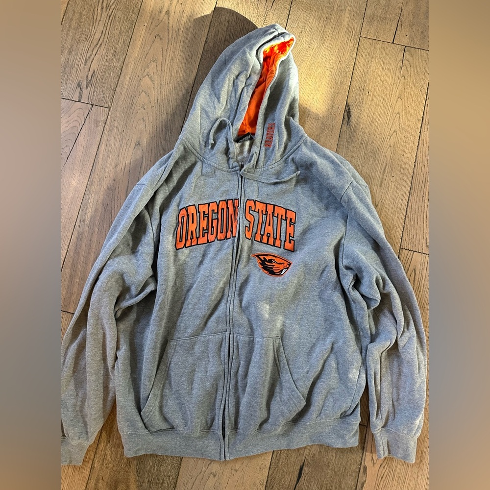 OREGON STATE College gray zip up graphic hoodie merch unisex XXL